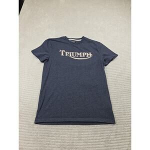 Triumph Motorcycle Shirt Mens Medium Blue Short Sleeve Tshirt